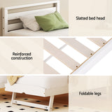 NNEDSZ Bed Frame Single Size 2-in-1 Trundle Wooden White AVIS