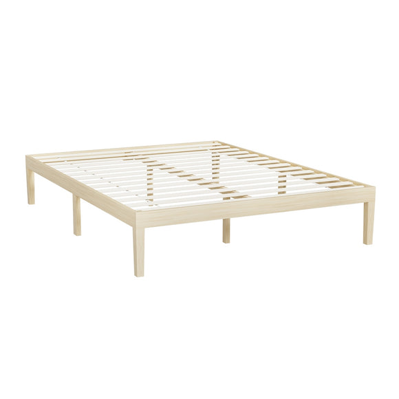 NNEDSZ Bed Frame Queen Size Wooden Base Mattress Platform Timber Pine BRUNO