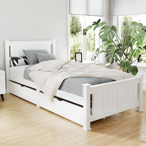NNEDSZ Artiss Bed Frame Single Size Wooden with 2 Drawers White RIO