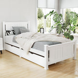 NNEDSZ Artiss Bed Frame Single Size Wooden with 2 Drawers White RIO