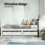 NNEDSZ Artiss Bed Frame Single Size Wooden with 2 Drawers White RIO