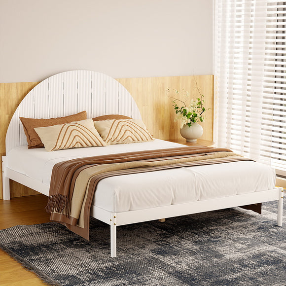NNEDSZ Artiss Bed Frame Queen Size Wooden White DALY