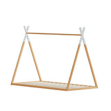 NNEDSZ Artiss Bed Frame Wooden Kids House Single Frame Oak ENID