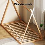 NNEDSZ Artiss Bed Frame Wooden Kids House Single Frame Oak ENID