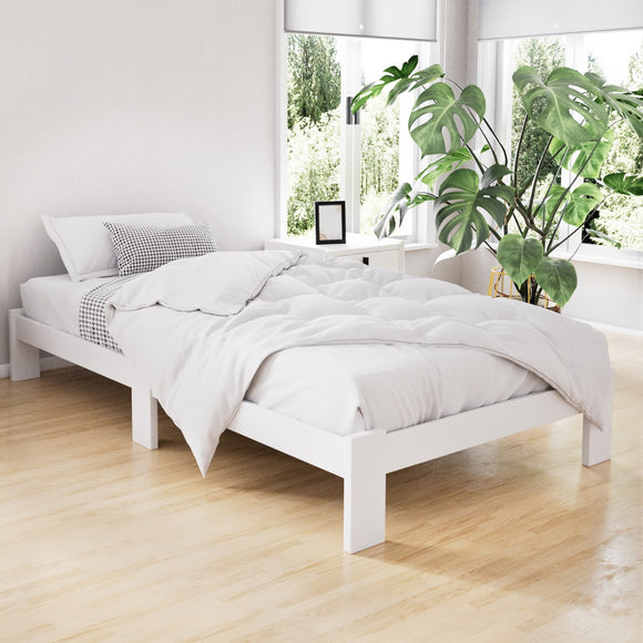 NNEDSZ Artiss Bed Frame King Single Size Wooden White JADE