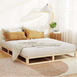 NNEDSZ Bed Frame Queen Size Wooden Base Mattress Platform Timber Pine KALAM