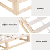 NNEDSZ Bed Frame Queen Size Wooden Base Mattress Platform Timber Pine KALAM