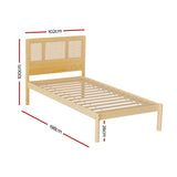 NNEDSZ Artiss Bed Frame Single Size Rattan Wooden RITA