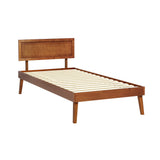 NNEDSZ Artiss Bed Frame Single Size Wooden Bed Base Walnut SPLAY