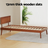 NNEDSZ Artiss Bed Frame Single Size Wooden Bed Base Walnut SPLAY