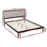 NNEDSZ Bed Frame Queen Size Wooden Base Mattress Platform Timber Walnut VISE