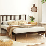 NNEDSZ Bed Frame Queen Size Wooden Base Mattress Platform Timber Walnut VISE