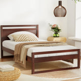 NNEDSZ Bed Frame King Single Size Wooden Walnut WITTON