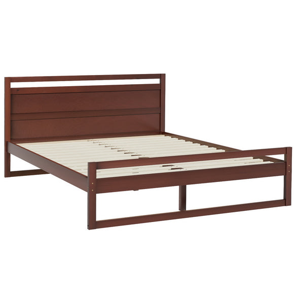 NNEDSZ Bed Frame Queen Size Wooden Walnut WITTON