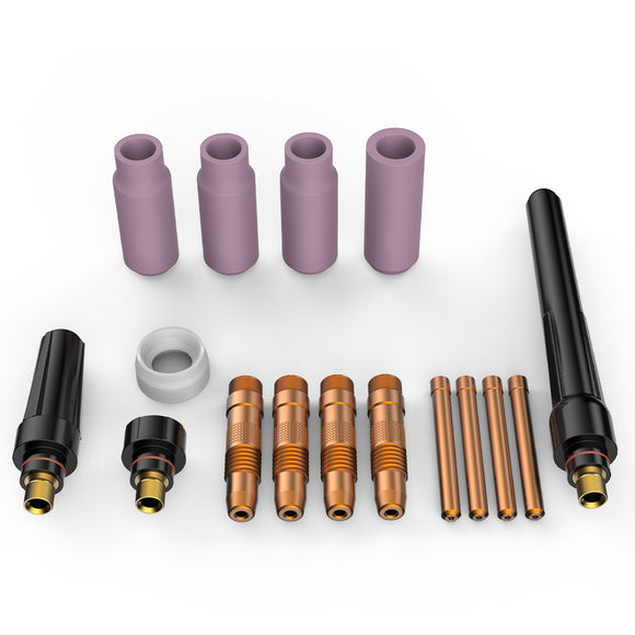 NNEMB 16pc Welding Consumables Kit to Suit 17/18/26 TIG Torch, Includes Alumina Nozzle Cups, Collets