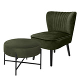 Levede Accent Chair Foot Stool Set Ottoman Green-1919892908174086144