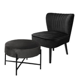 Levede Accent Chair Foot Stool Set Ottoman Black-1919892907804987392