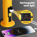 NNEDSZ Work Light Rechargeable USB Cordless LED Lamp Hook Rotation Folding
