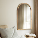 NNEED Wall Mounted Mirror Wooden Frame Arched 86 x 50cm