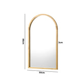 NNEED Wall Mounted Mirror Wooden Frame Arched 86 x 50cm