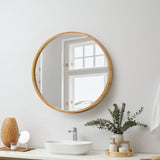 NNEED Wall Mounted Mirror with Wood Frame 50cm Round