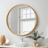 NNEED Wall Mounted Mirror with Wood Frame 80cm Round