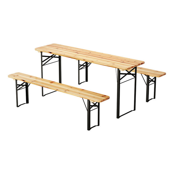 NNEDSZ 3 PCS Outdoor Furniture Dining Set Lounge Setting Patio Wooden Bench