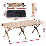 NNEDSZ Outdoor Furniture Wooden Egg Roll Picnic Table Camping Desk 120CM