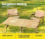 NNEDSZ Outdoor Furniture Wooden Egg Roll Picnic Table Camping Desk 120CM