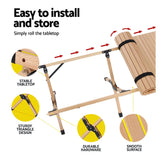 NNEDSZ Outdoor Furniture Wooden Egg Roll Picnic Table Camping Desk 120CM