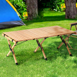 NNEDSZ Outdoor Furniture Wooden Egg Roll Picnic Table Camping Desk 120CM
