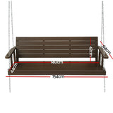 NNEDSZ Gardeon Porch Swing Chair with Chain Outdoor Furniture 3 Seater Bench Wooden Brown