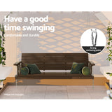 NNEDSZ Gardeon Porch Swing Chair with Chain Outdoor Furniture 3 Seater Bench Wooden Brown