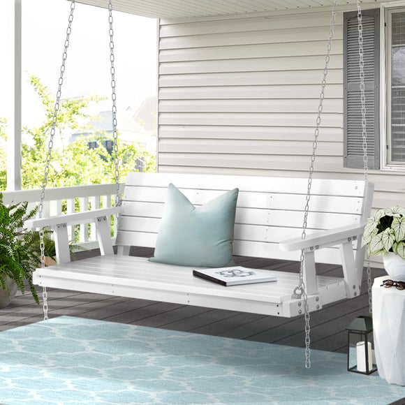 NNEDSZ Gardeon Porch Swing Chair with Chain Outdoor Furniture 3 Seater Bench Wooden White