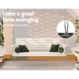NNEDSZ Gardeon Porch Swing Chair with Chain Outdoor Furniture 3 Seater Bench Wooden White