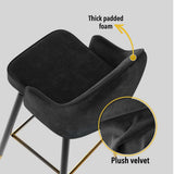 Levede Velvet Bar Stools x 2 Swivel Black-1919892919498706945