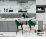 Levede Velvet Swivel Bar Stools x 2 Green-1919892919846834181