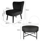 Levede Accent Chair Foot Stool Set Ottoman Black-1919892907804987394