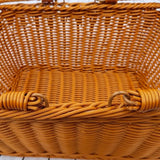 NNEOBA Handwoven Rattan Picnic Basket with Handle
