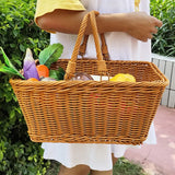 NNEOBA Handwoven Rattan Picnic Basket with Handle