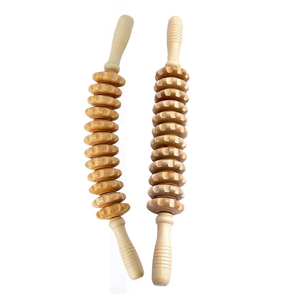 NNEOBA Wooden Therapy Massage Roller – 2-Piece Set
