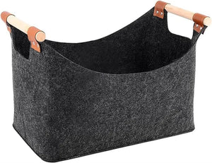 NNEOBA Wooden Firewood Storage Felt Basket Foldable