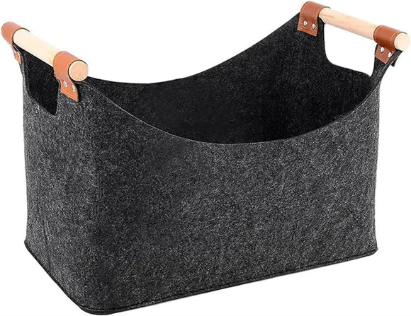NNEOBA Wooden Firewood Storage Felt Basket Foldable