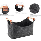 NNEOBA Wooden Firewood Storage Felt Basket Foldable