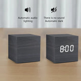 NNEOBA Wooden Digital Alarm Clock – LED Display with Temperature & Sound Control