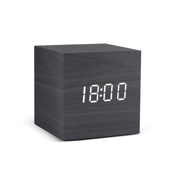 NNEOBA Wooden Digital Alarm Clock – LED Display with Temperature & Sound Control