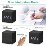 NNEOBA Wooden Digital Alarm Clock – LED Display with Temperature & Sound Control