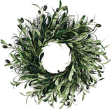 NNEOBA Artificial Green Olive Wreath for All-Year Decor