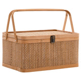NNEOBA Woven Storage Basket with Locking Lid for Picnic
