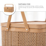 NNEOBA Woven Storage Basket with Locking Lid for Picnic